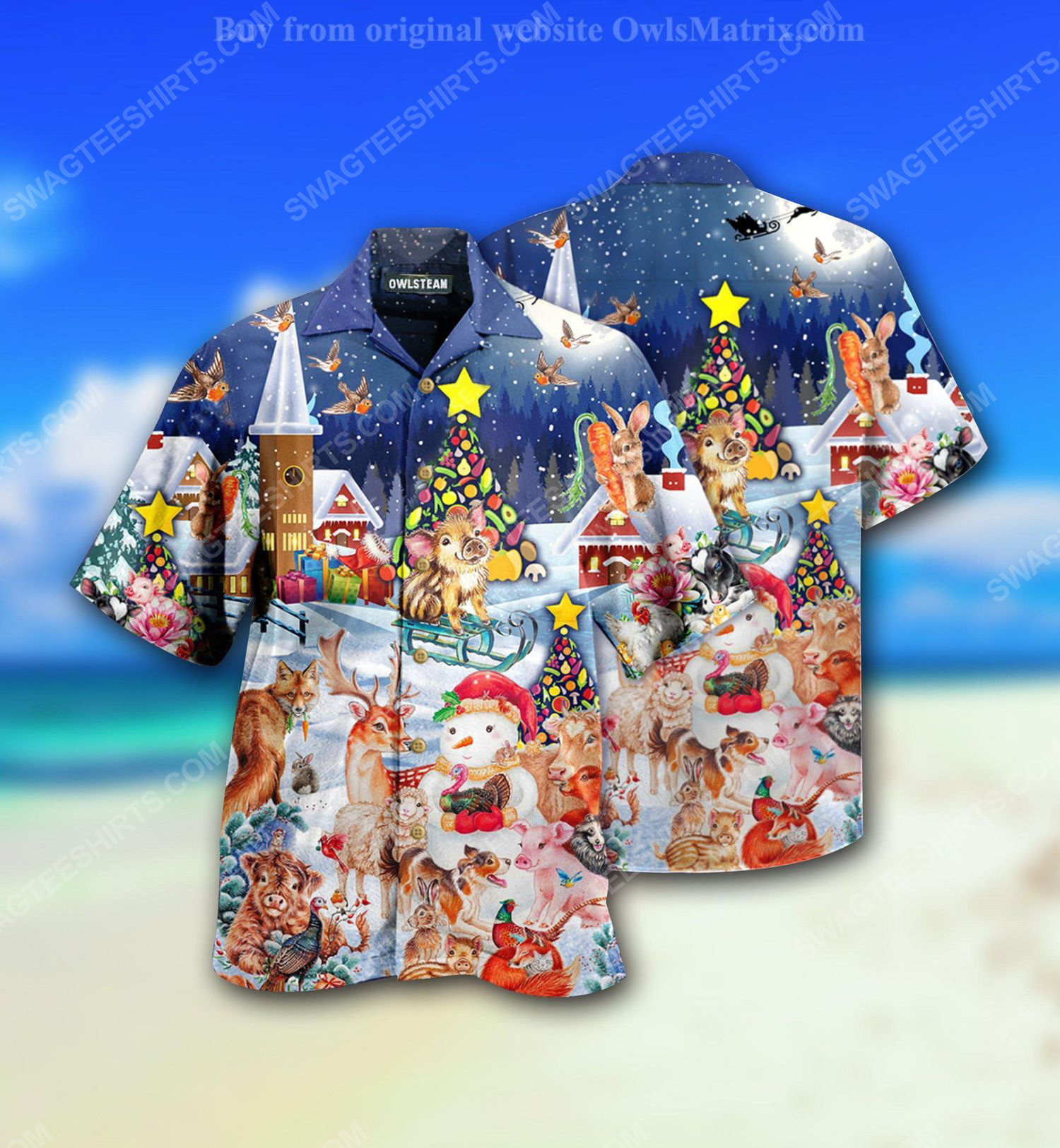 [special edition] Christmas holiday and happy animals full print hawaiian shirt – maria
