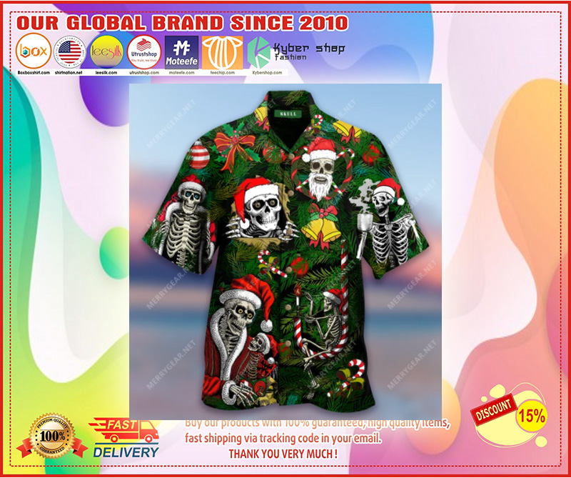 Merry Xmas Skulls hawaiian shirt 3