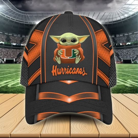 8-Miami Hurricanes And Baby Yoda Classic Cap (3)