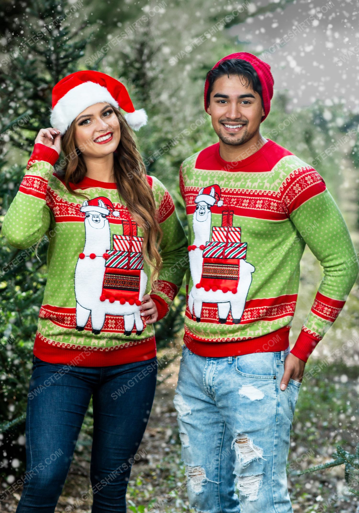 [special edition] Christmas holiday llama full print ugly christmas sweater – maria