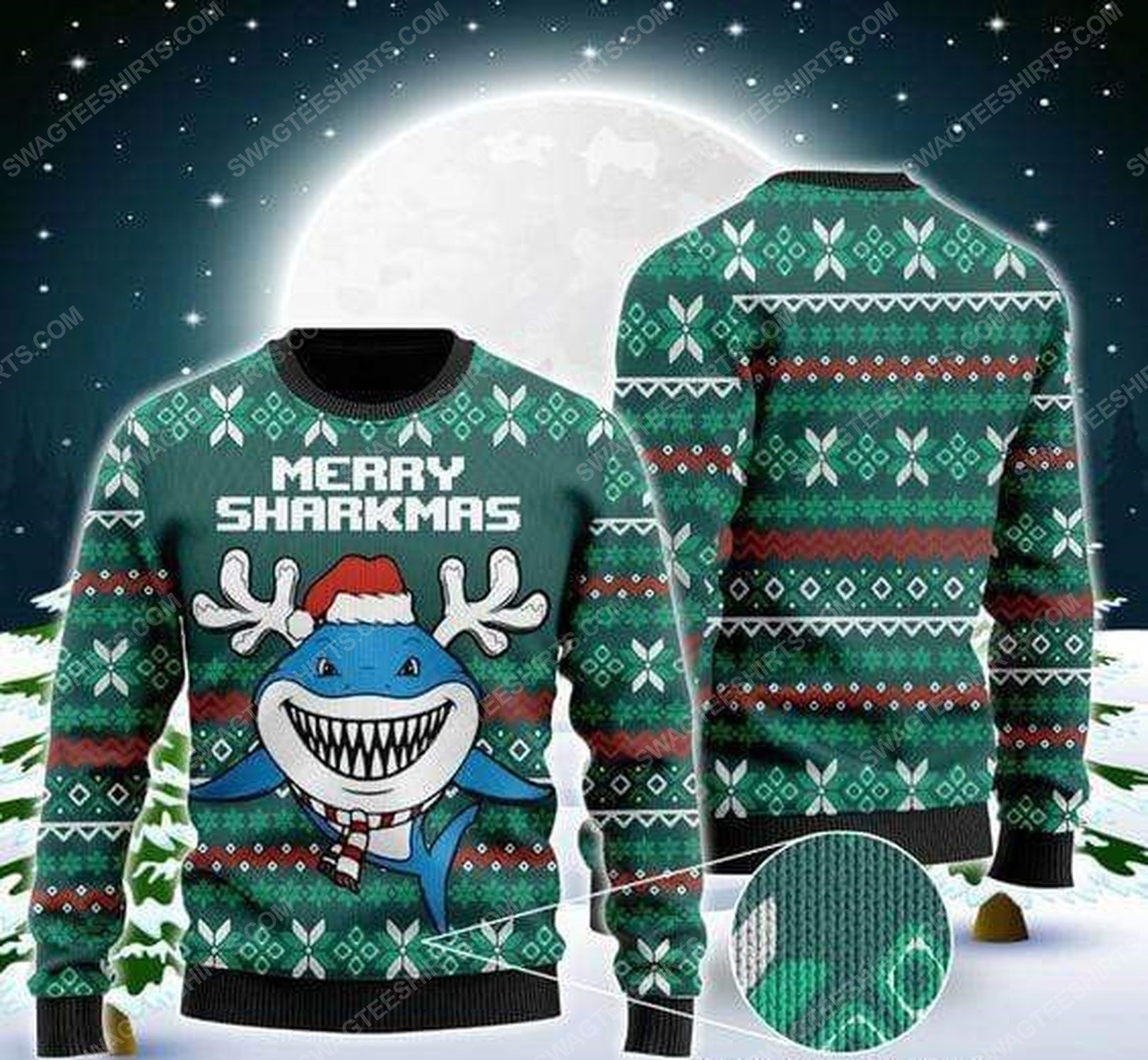 [special edition] Merry sharkmas all over print ugly christmas sweater – maria