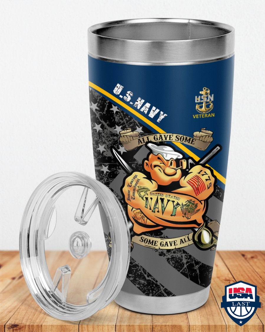 Popeye Navy Veteran All Gave Some Some Gave All Steel Tumbler 3