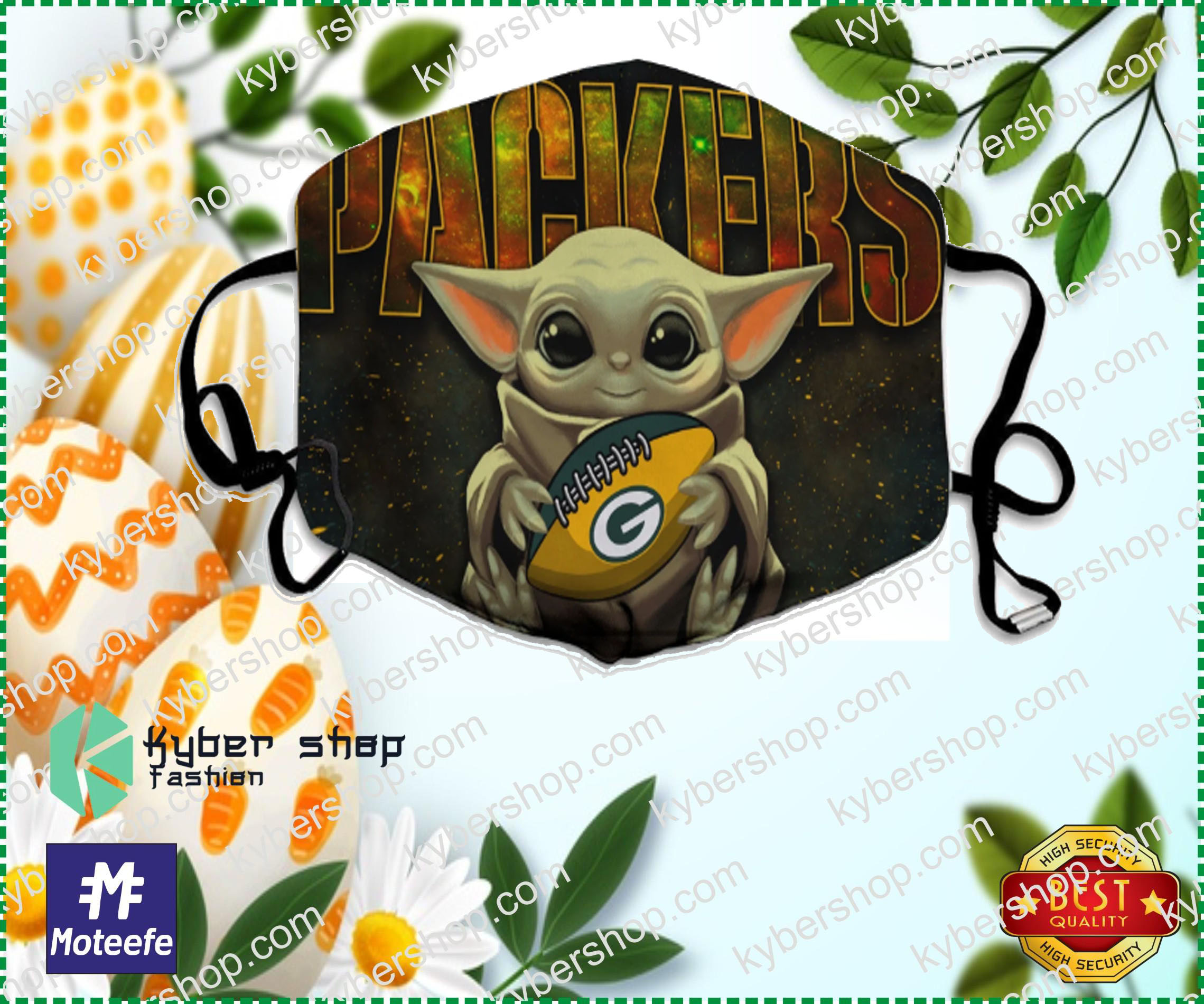 Baby Yoda Green Bay Packers NFL Face Mask