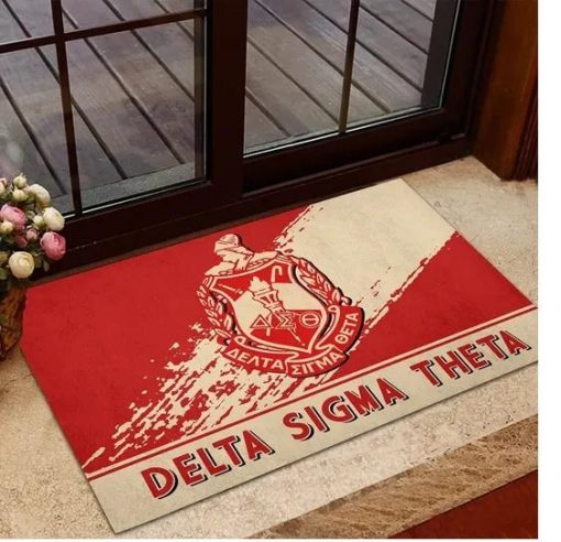 Delta Sigma Theta 1913 Emblem Red and Beige Doormat1