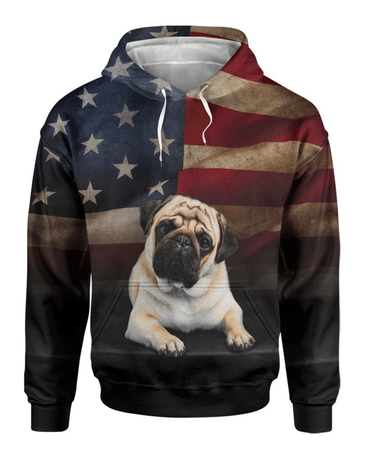 Pug dog american flag 3d All over printed Hoodie Shirt 1