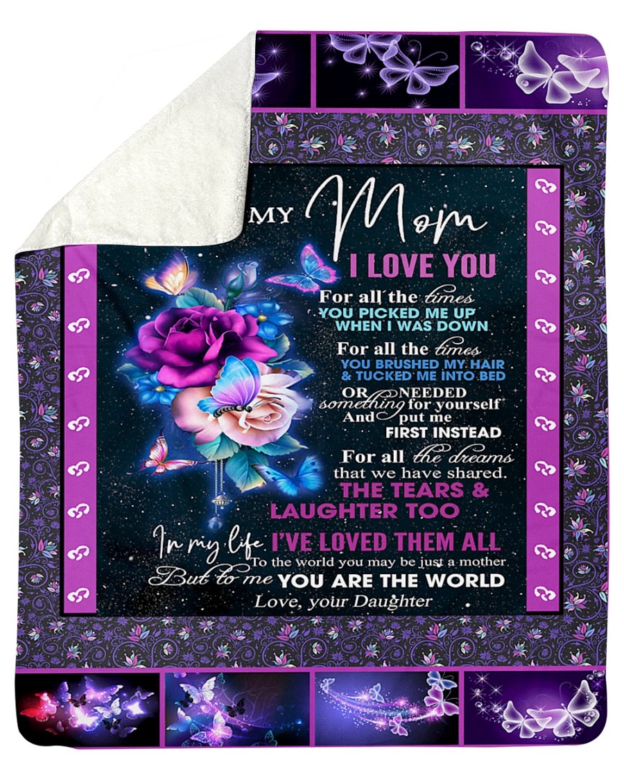 To My Mom Daughter Butterfly Flower Blanket 1