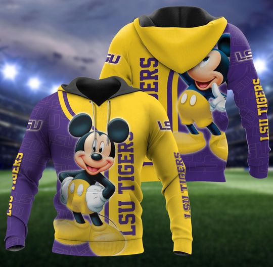 Mickey Mouse lsu tigers 3d all over print hoodie