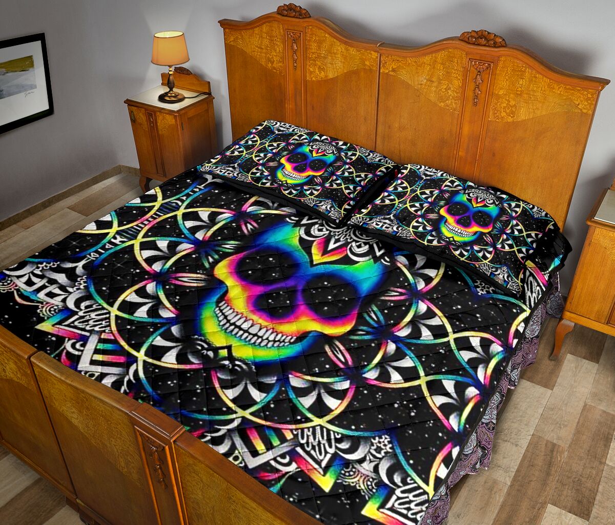 Skull colorful bed set