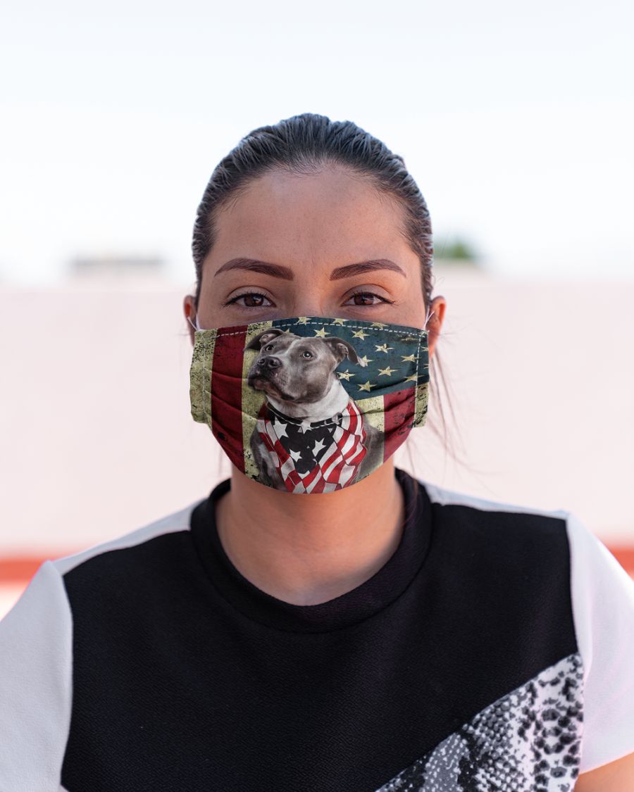 Pit bull american flag face mask