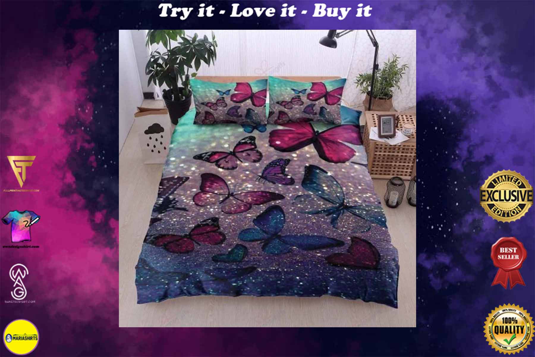 [special edition] glitter butterfly bedding set – maria
