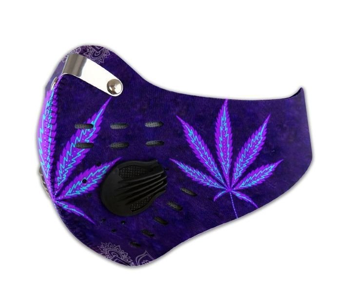 Hippie cannabis purple leaf carbon pm 2.5 face mask