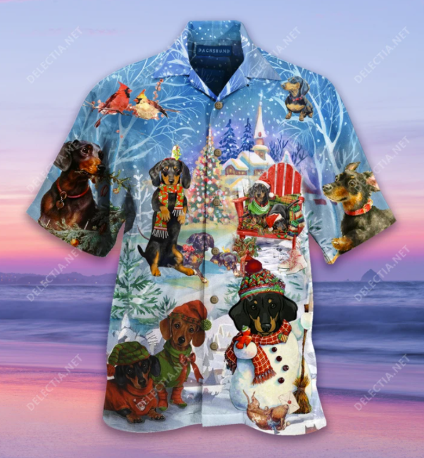 Dachshund Merry Christmas hawaiian shirt 1