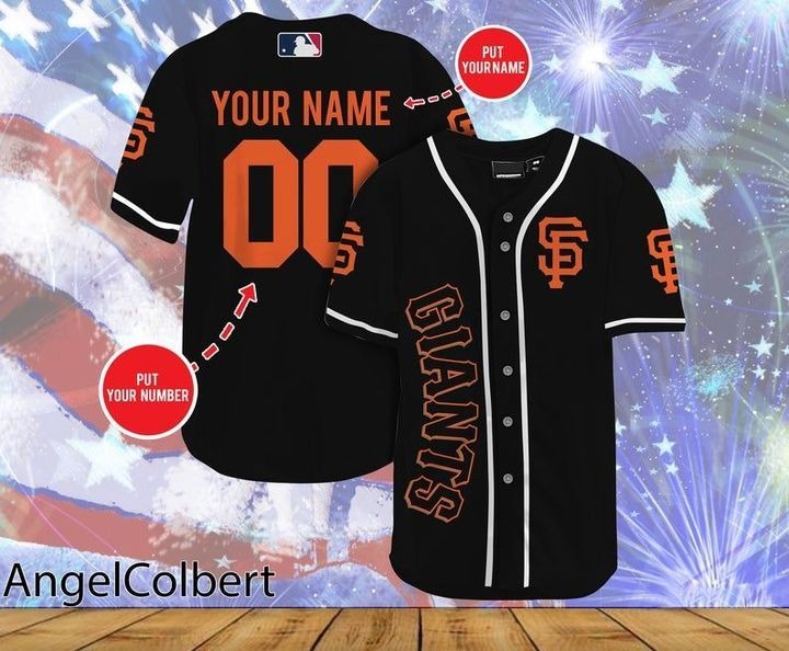 San Francisco Giants Personalized Name And Number Baseball Jersey Shirt - Black