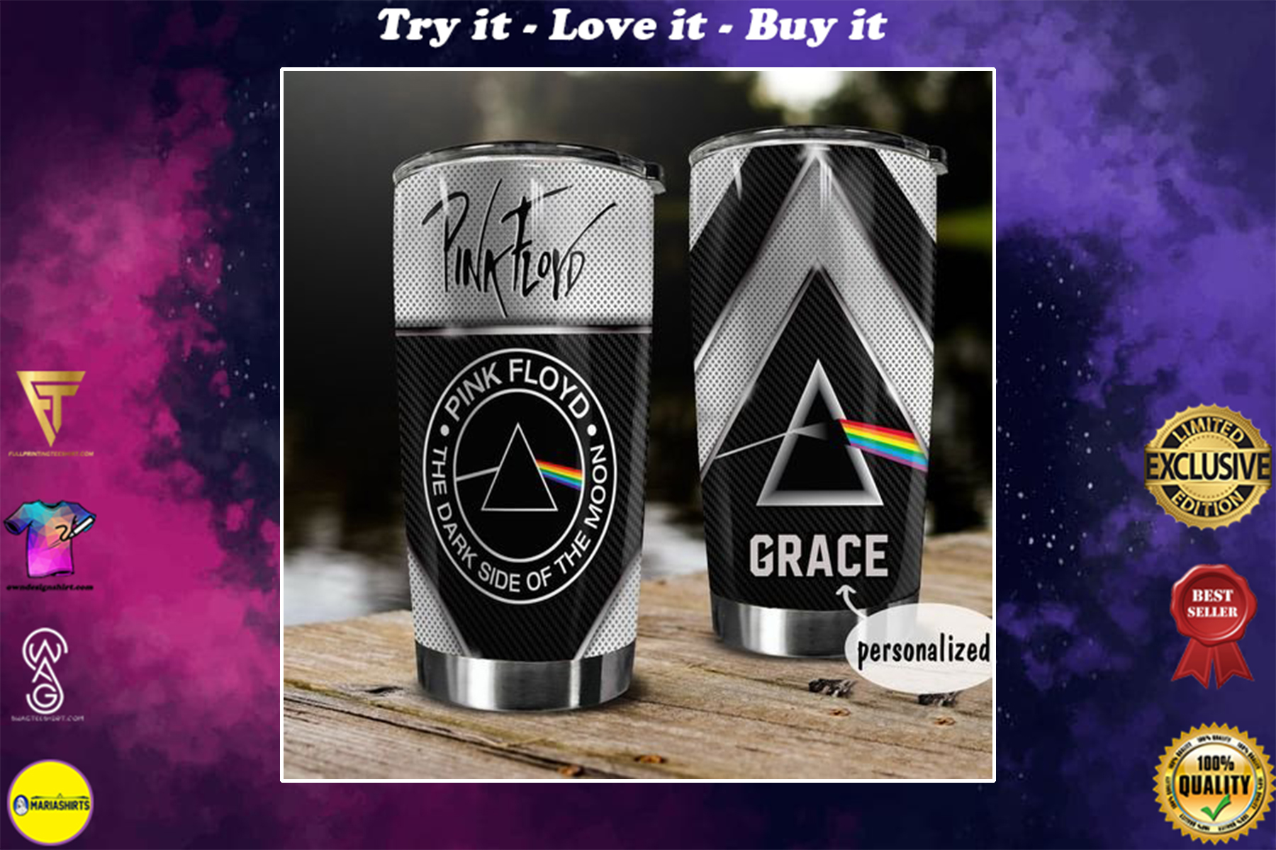 [special edition] custom name pink floyd the dark side of the moon tumbler – maria