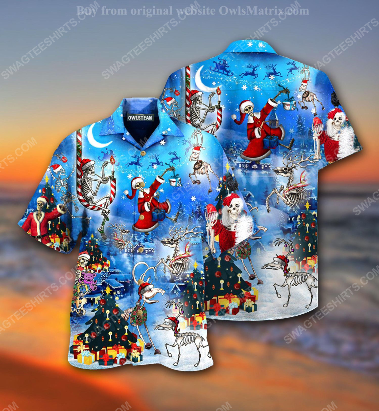 Christmas holiday skull version full print hawaiian shirt 1 - Copy (2)