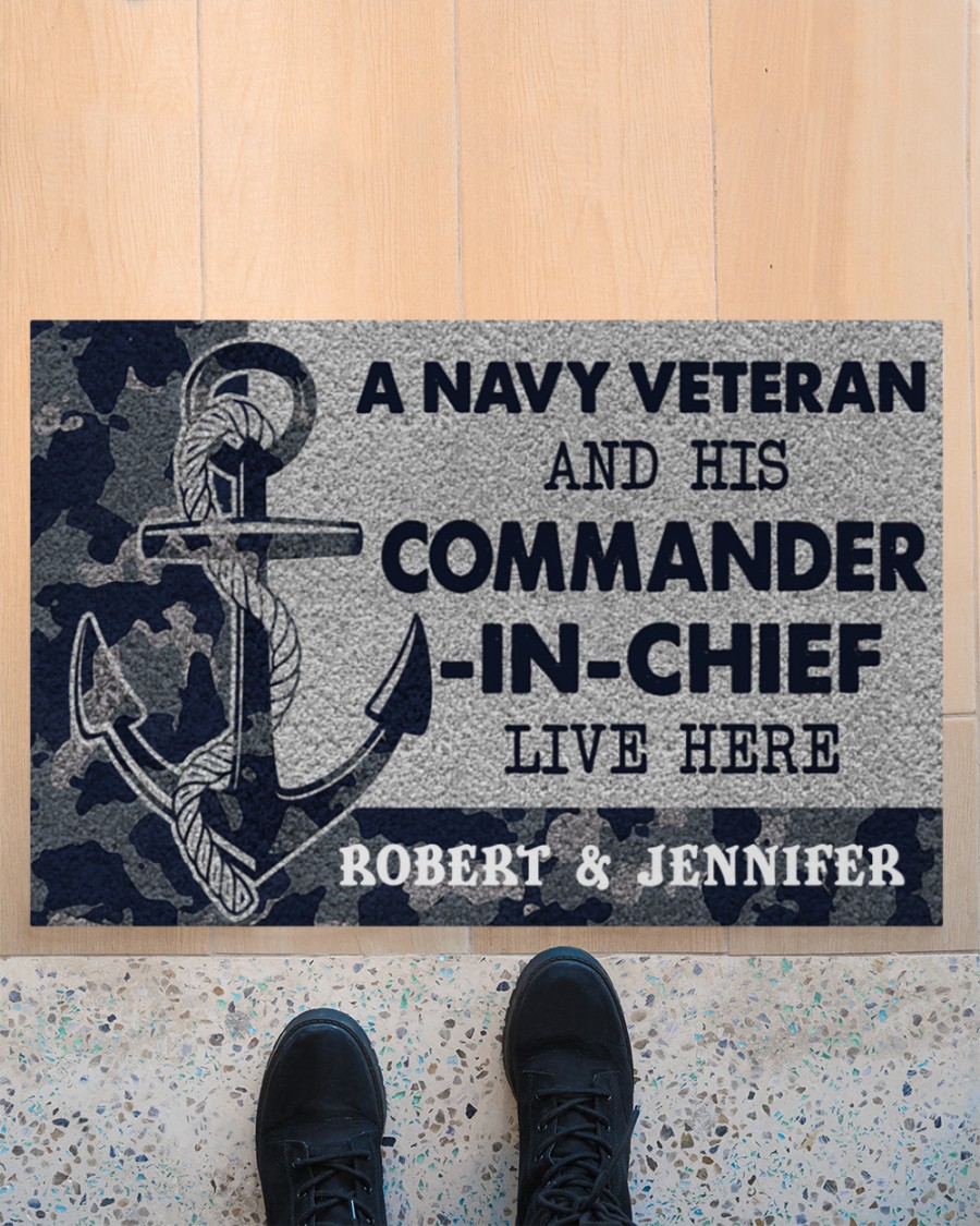 A navy veteran and his commander in chief live here doormat 8