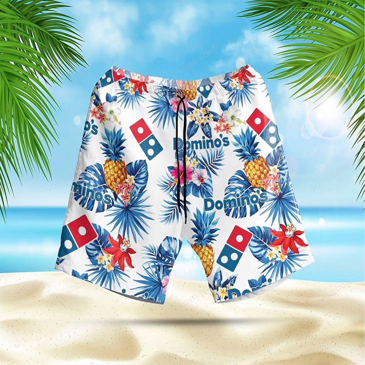 Dominos Pizza Logo Pinapple Hawaiian Shirt, Short1