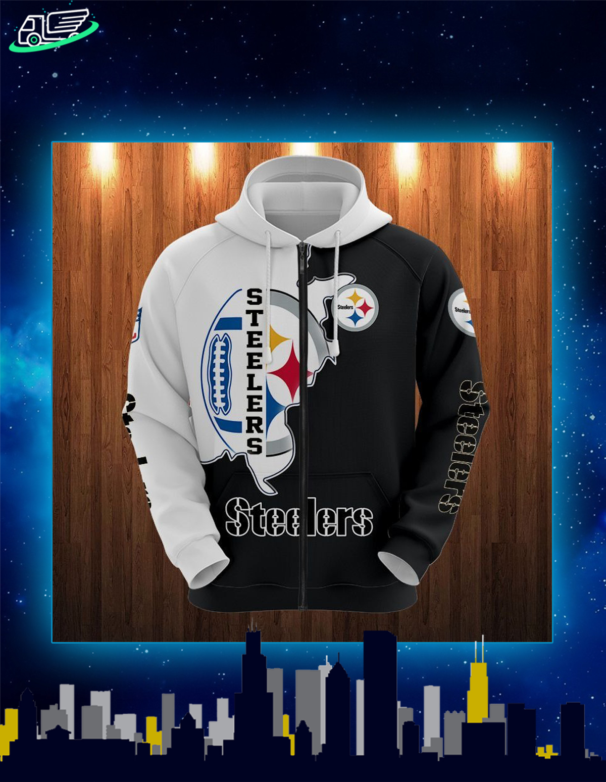 Pittsburgh Steelers 3d zip hoodie