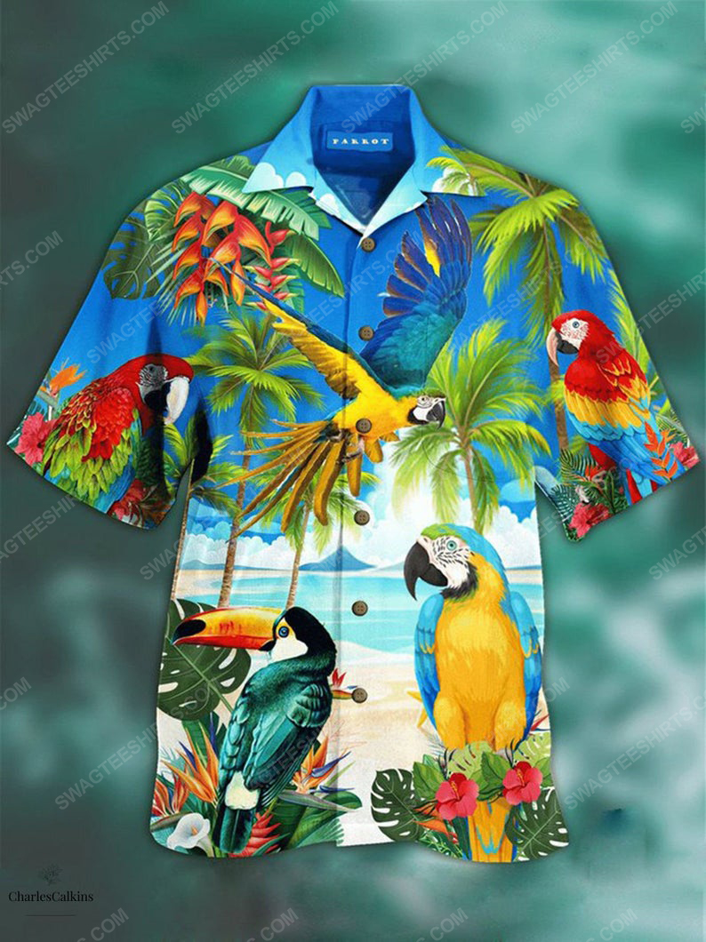 Parrot rio island animal bird lover summer vacation hawaiian shirt 1
