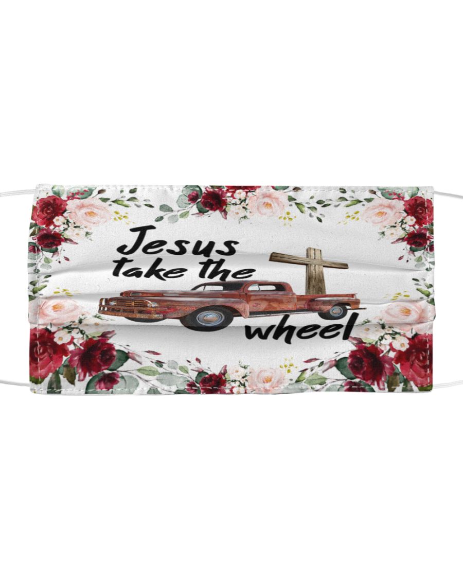 Jesus take the wheel flower cloth mask 2