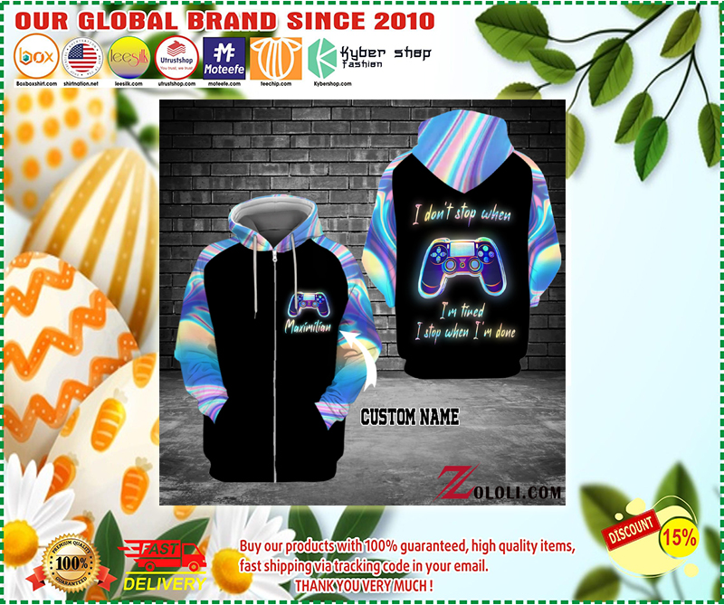 Play Station I don't stop when I'm tired I stop when I'm done custom name 3d hoodie 1