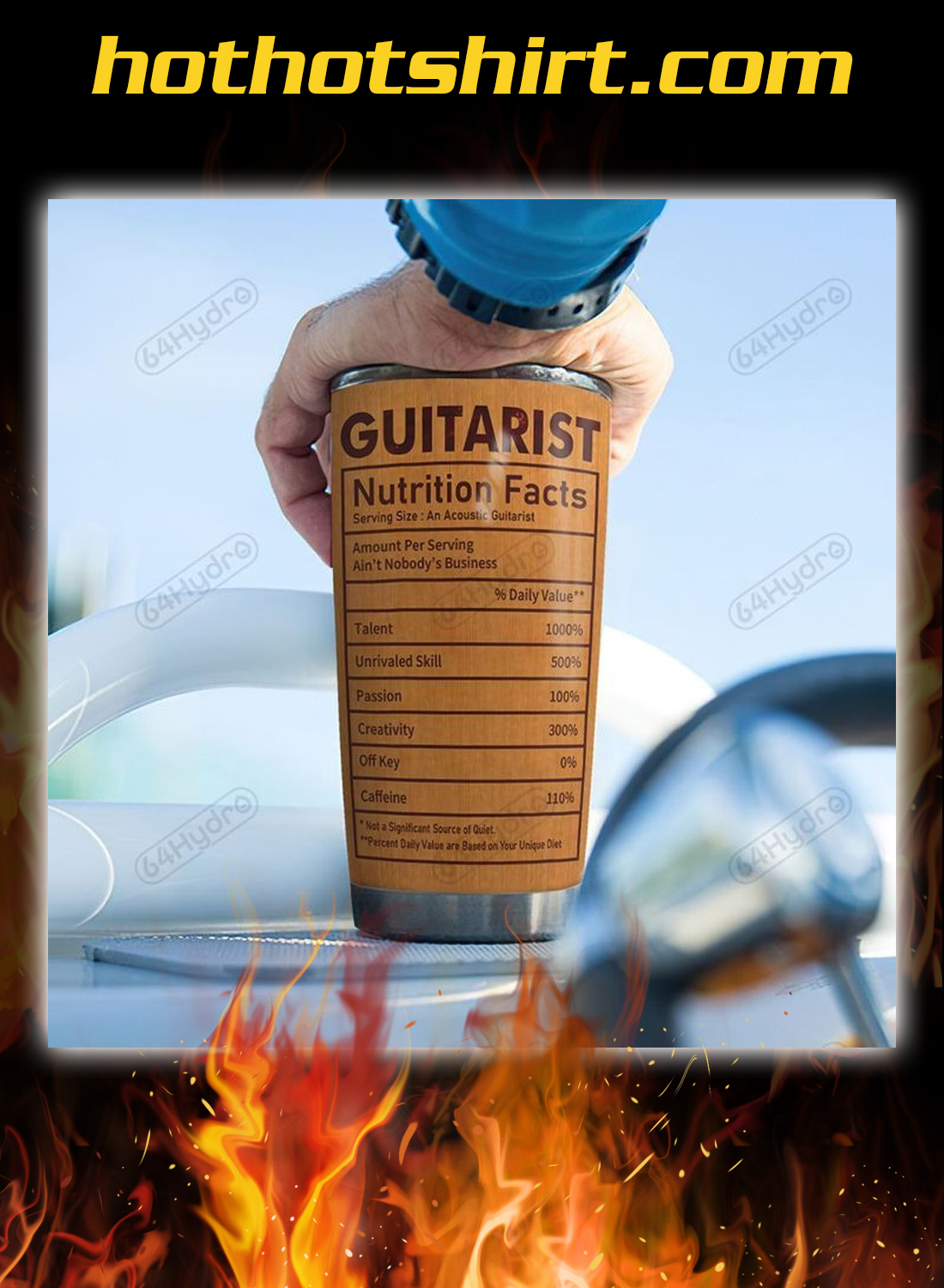 Acoustic Guitar Nutrition Facts Personalized Custom Name tumbler 2