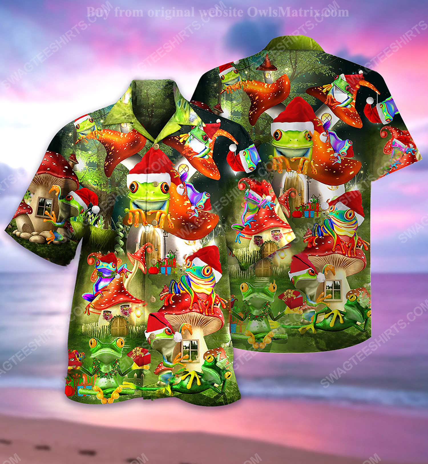 [special edition] Christmas holiday and frog full print hawaiian shirt – maria