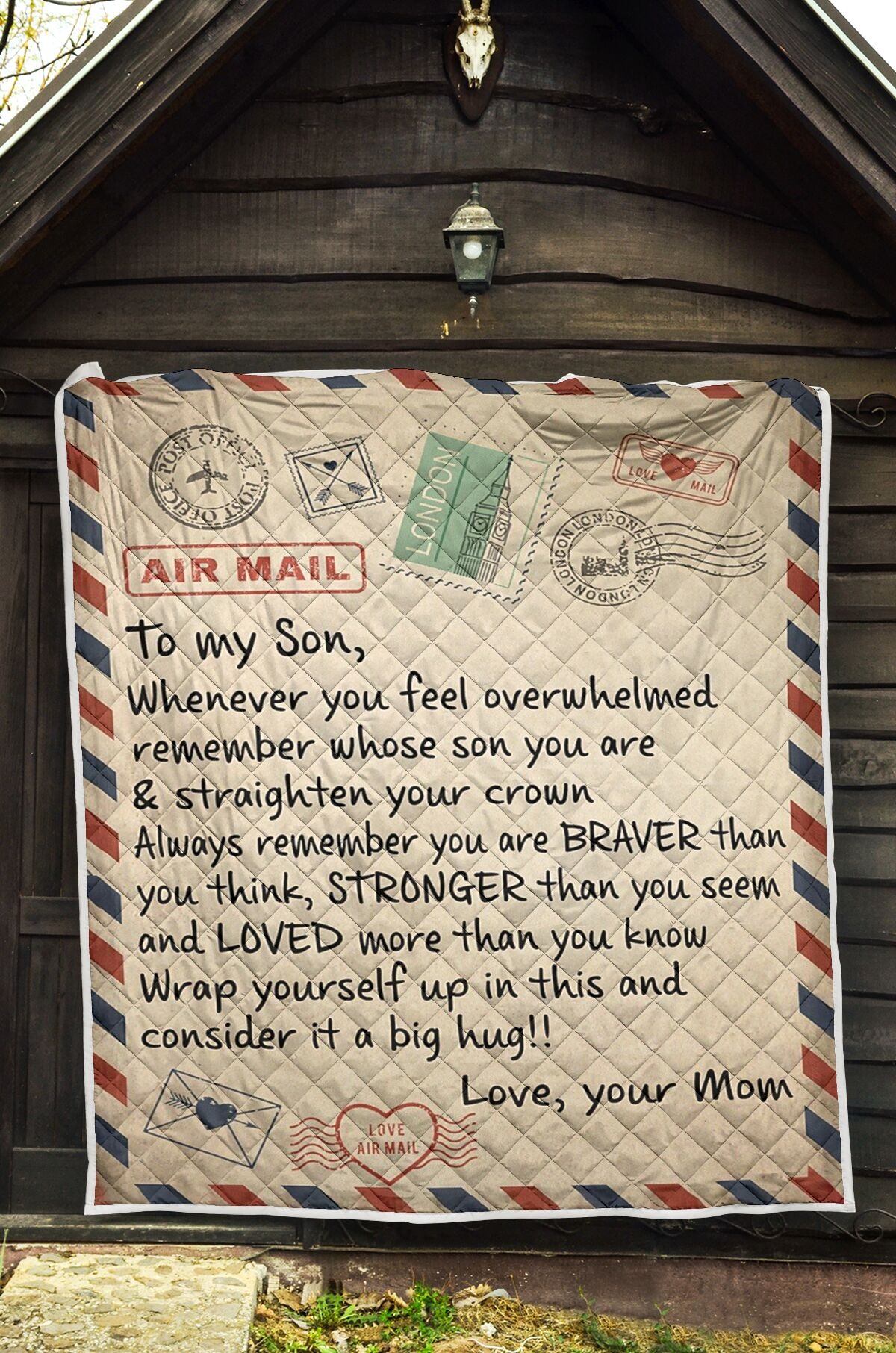 Air mail To my son whenever you feel overwhelmed blanket3