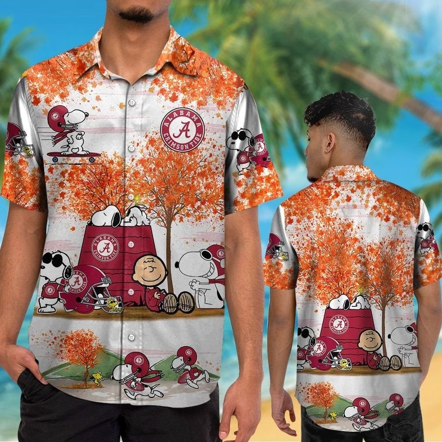Alabama Crimson Tide Snoopy Autumn Hawaiian Shirt, Shorts