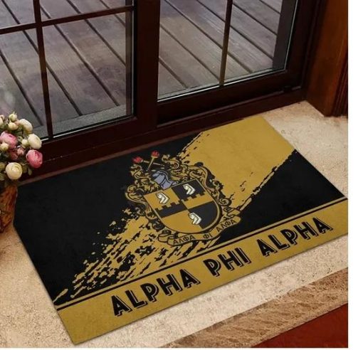 Alpha Phi Alpha 1906 Emblem Old Gold and Black Doormat1