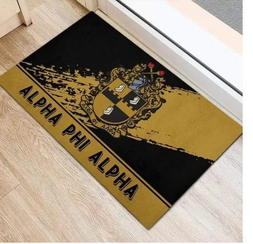 Alpha Phi Alpha 1906 Emblem Old Gold and Black Doormat2
