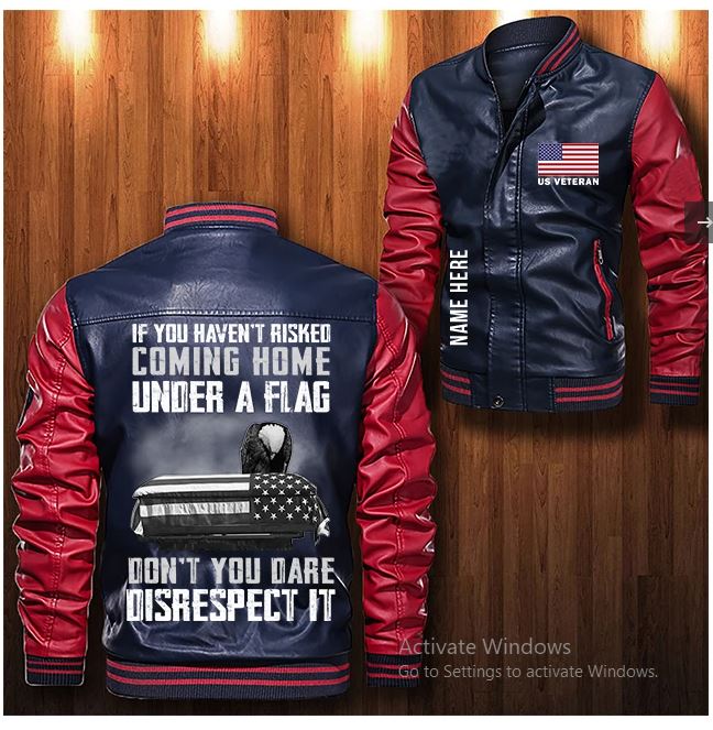 US veteran custom personalized Leather Bomber Jacket 1