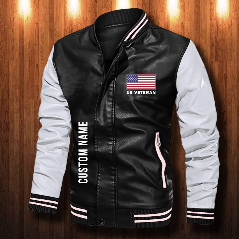 American flag Freedom isn't free i paid for it custom personalized Leather Bomber Jacket 2