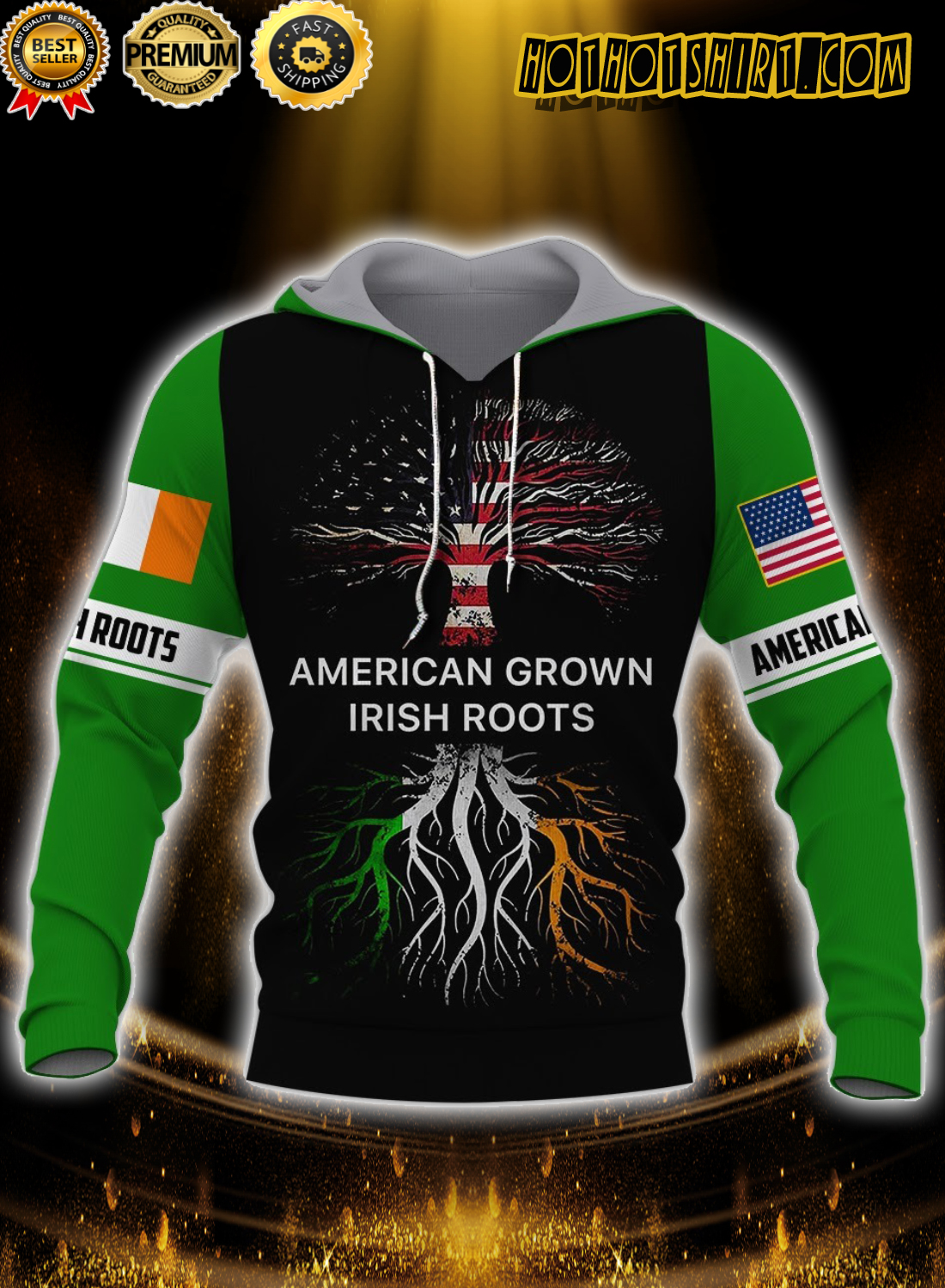 American grown irish roots 3d all over printed hoodie