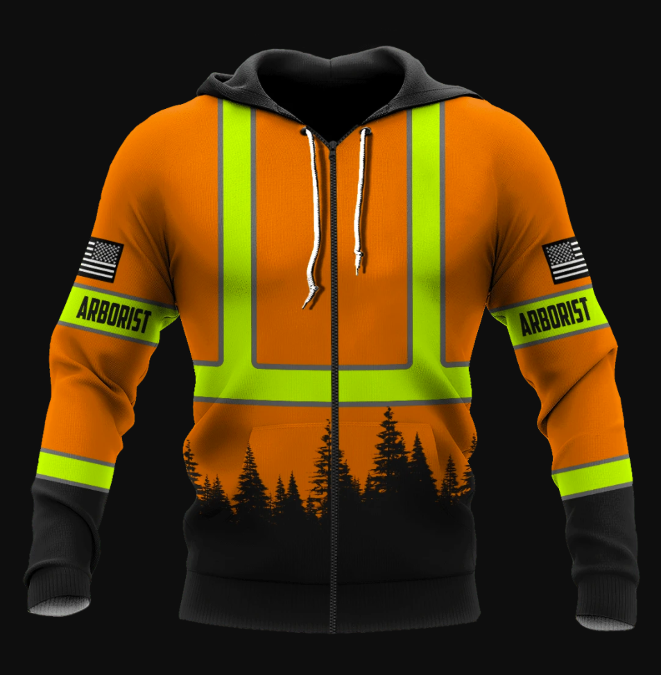 Arborist just the tip i promise all over printed 3D zip hoodie