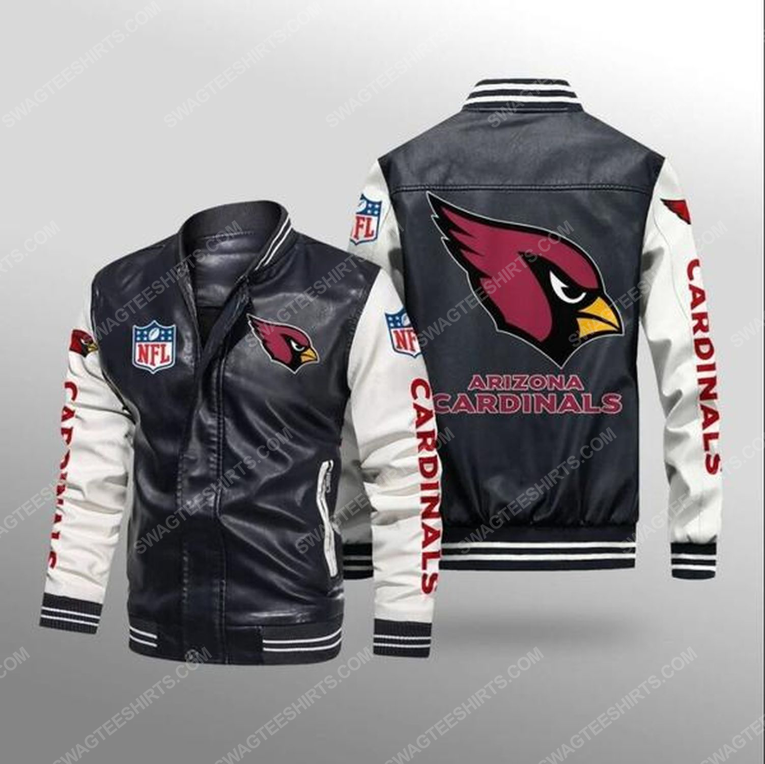 [special edition] Arizona cardinals all over print leather bomber jacket – maria