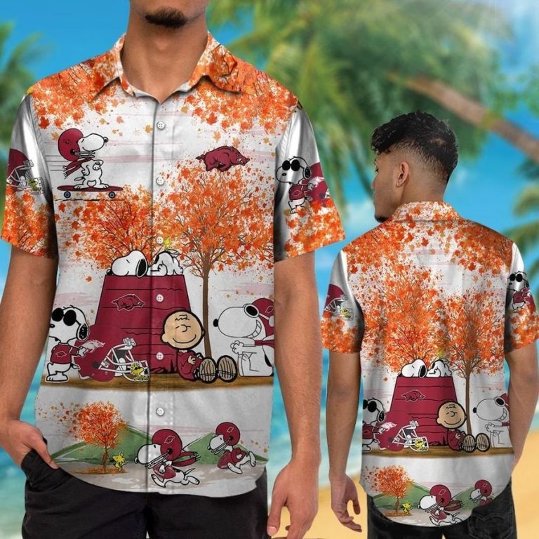 Arkansas Razorbacks Snoopy Autumn Hawaiian Shirt, Shorts