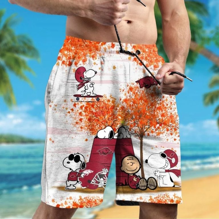 Arkansas Razorbacks Snoopy Autumn Hawaiian Shirt, Shorts2