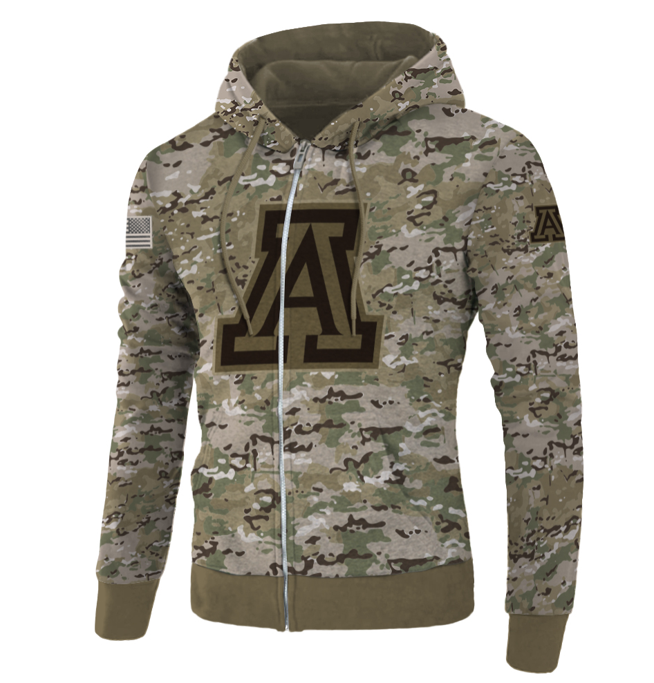Army camo Arizona Wildcats all over printed 3D zip hoodie
