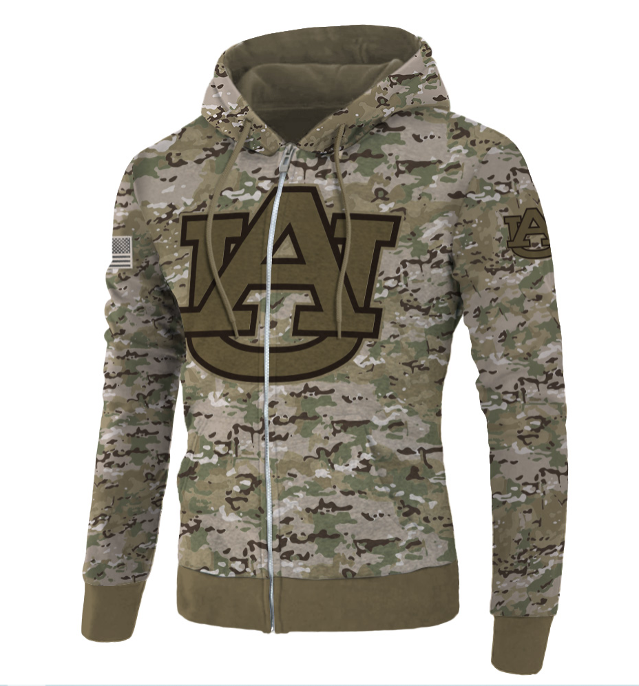 Army camo Auburn Tigers all over printed 3D hoodie - dnstyles