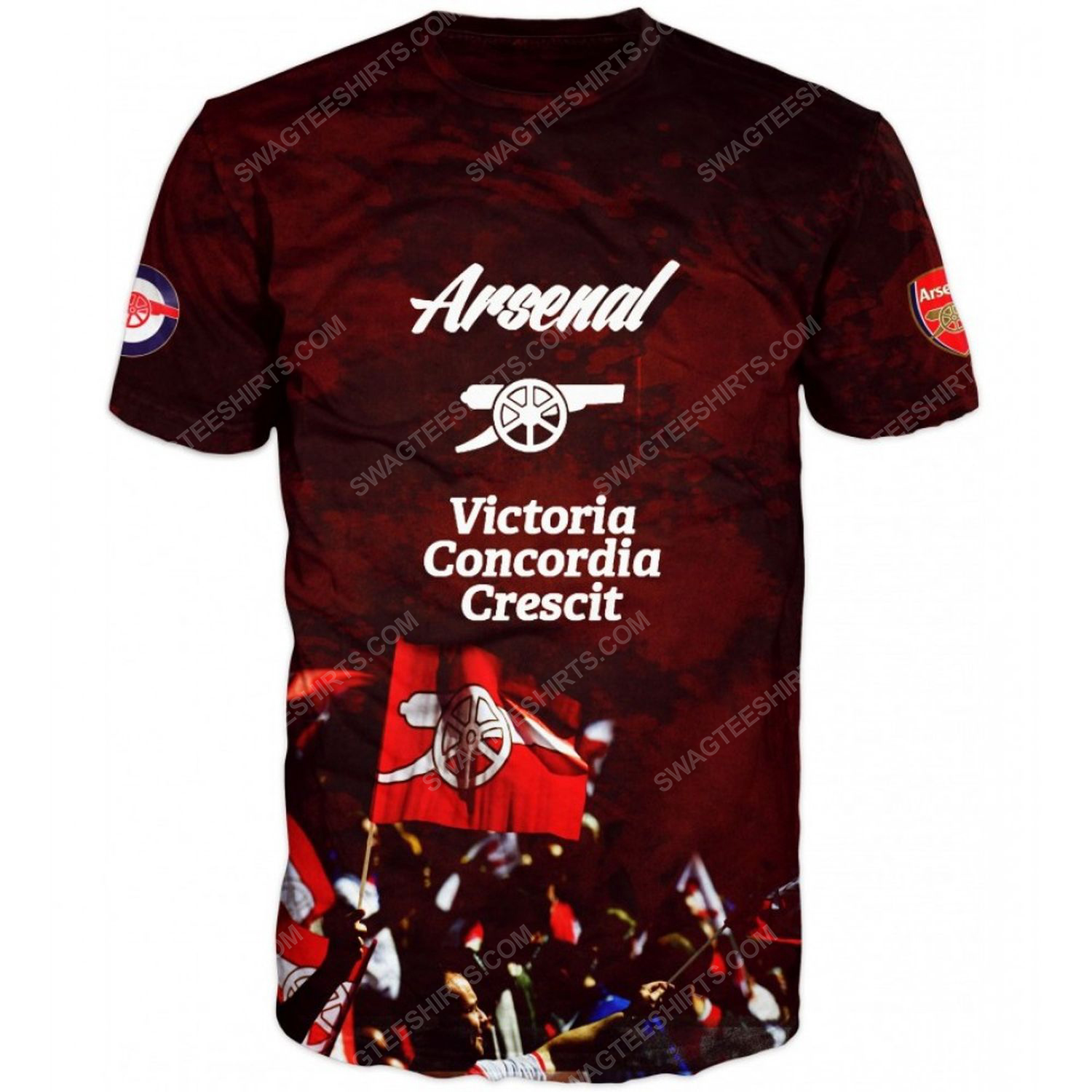 Arsenal victoria concordia crescit full printing shirt - front