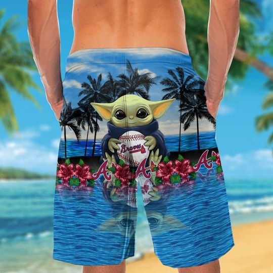 Atlanta Braves Baby Yoda Hawaiian Shirt, Short3