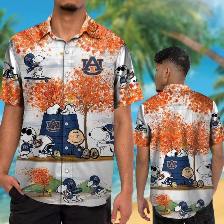 Auburn Tigers Snoopy Autumn Hawaiian Shirt, Shorts