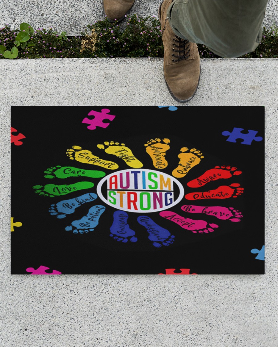 Autism strong footprint doormat