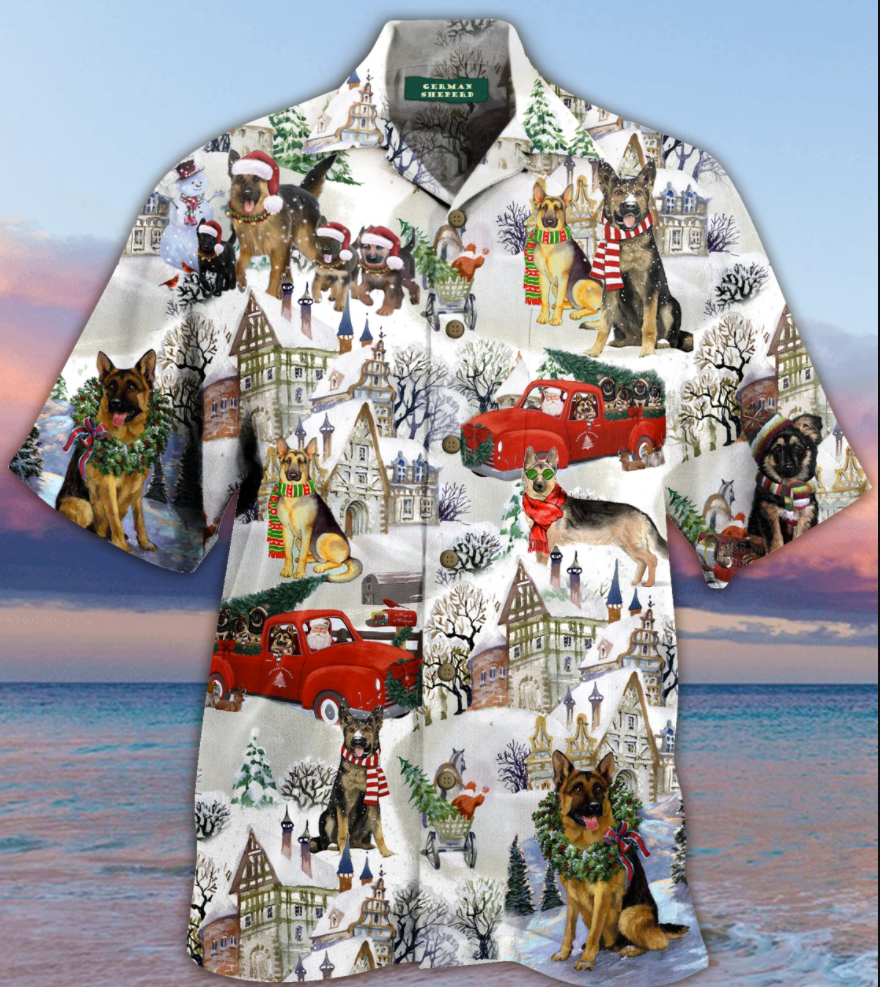 German Shepherds Merry Christmas hawaiian shirt 1