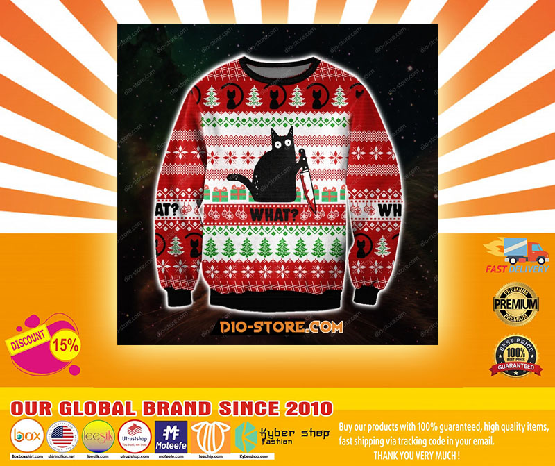 What black cat ugly Christmas sweater4