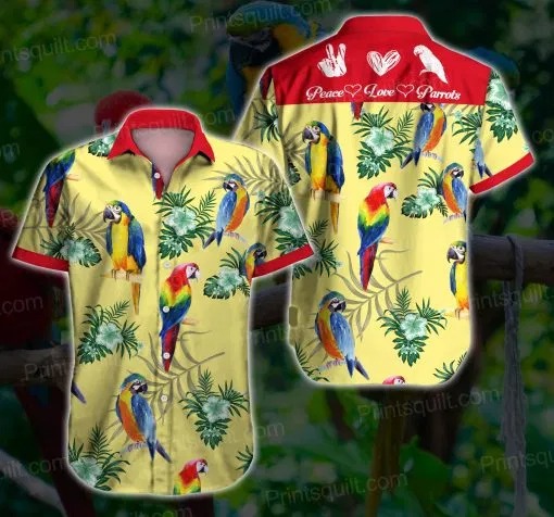 Peace love parrots hawaiian shirt