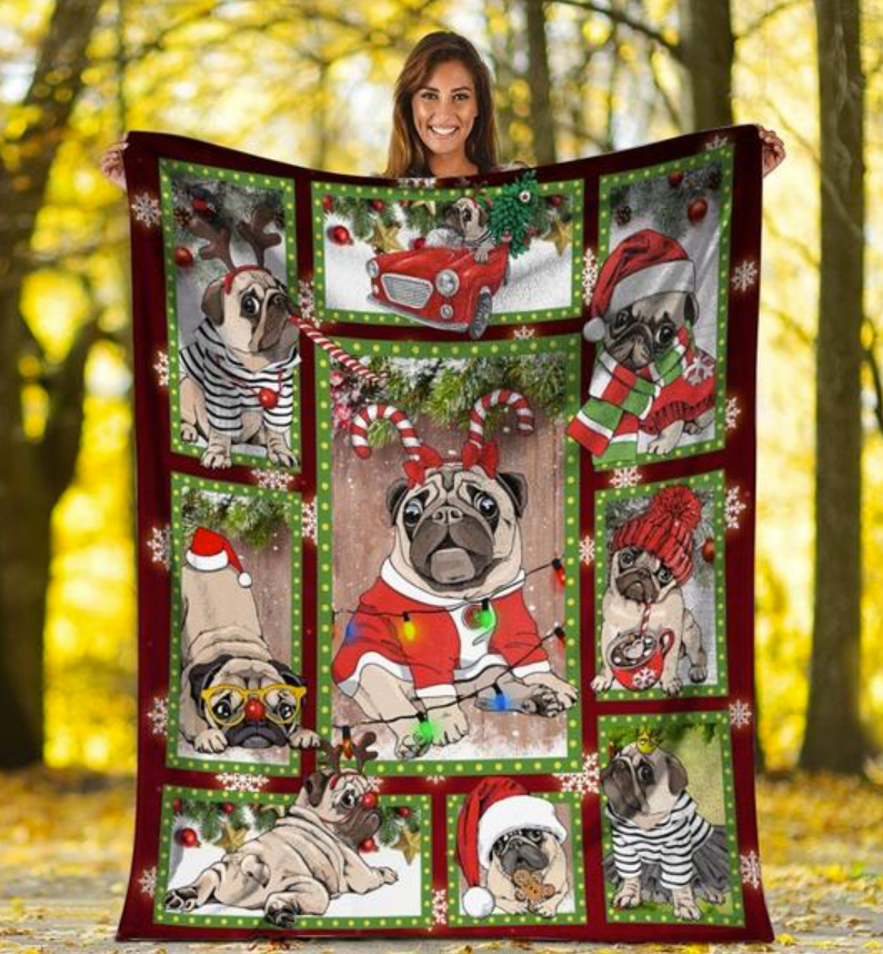 Pug Merry Christmas 3D quilt – dnstyles