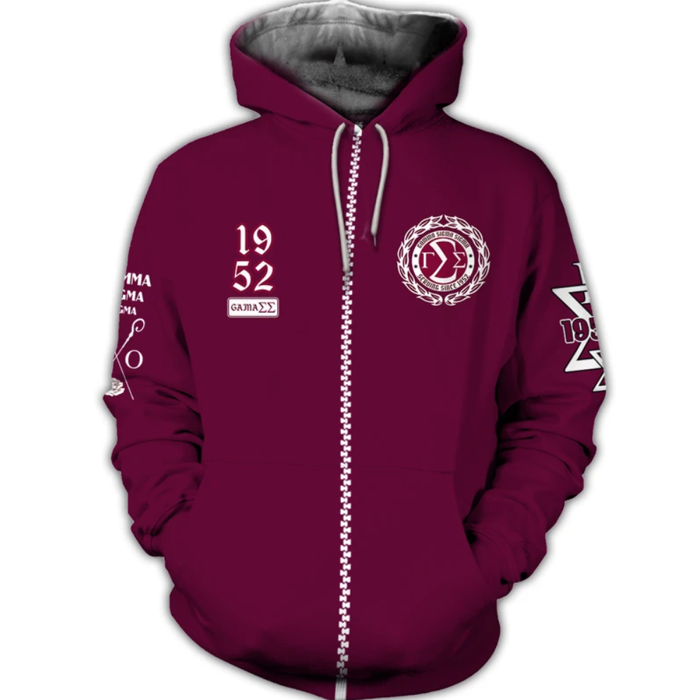 Gamma Sigma Sigma all over printed 3D zip hoodie