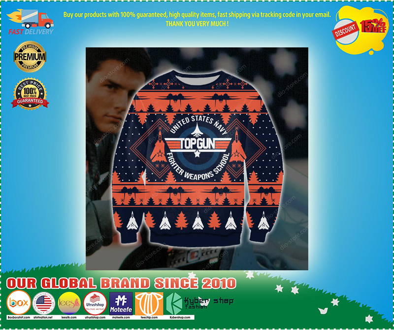 TOP GUN UNITED STATES NAVY FIGHTER WEAPONS SCHOOL UGLY CHRISTMAS SWEATER 1